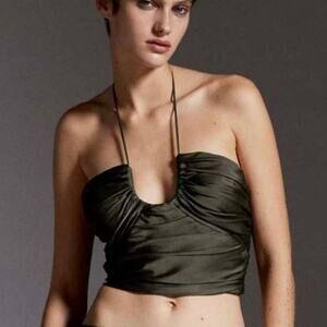 ZARA Satin Effect Draped Halter Size Medium NWT